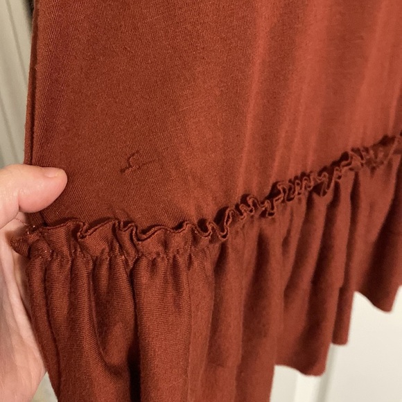 Zenana outfitters women’s rust colored midi swing dress with ruffles - Picture 4 of 9